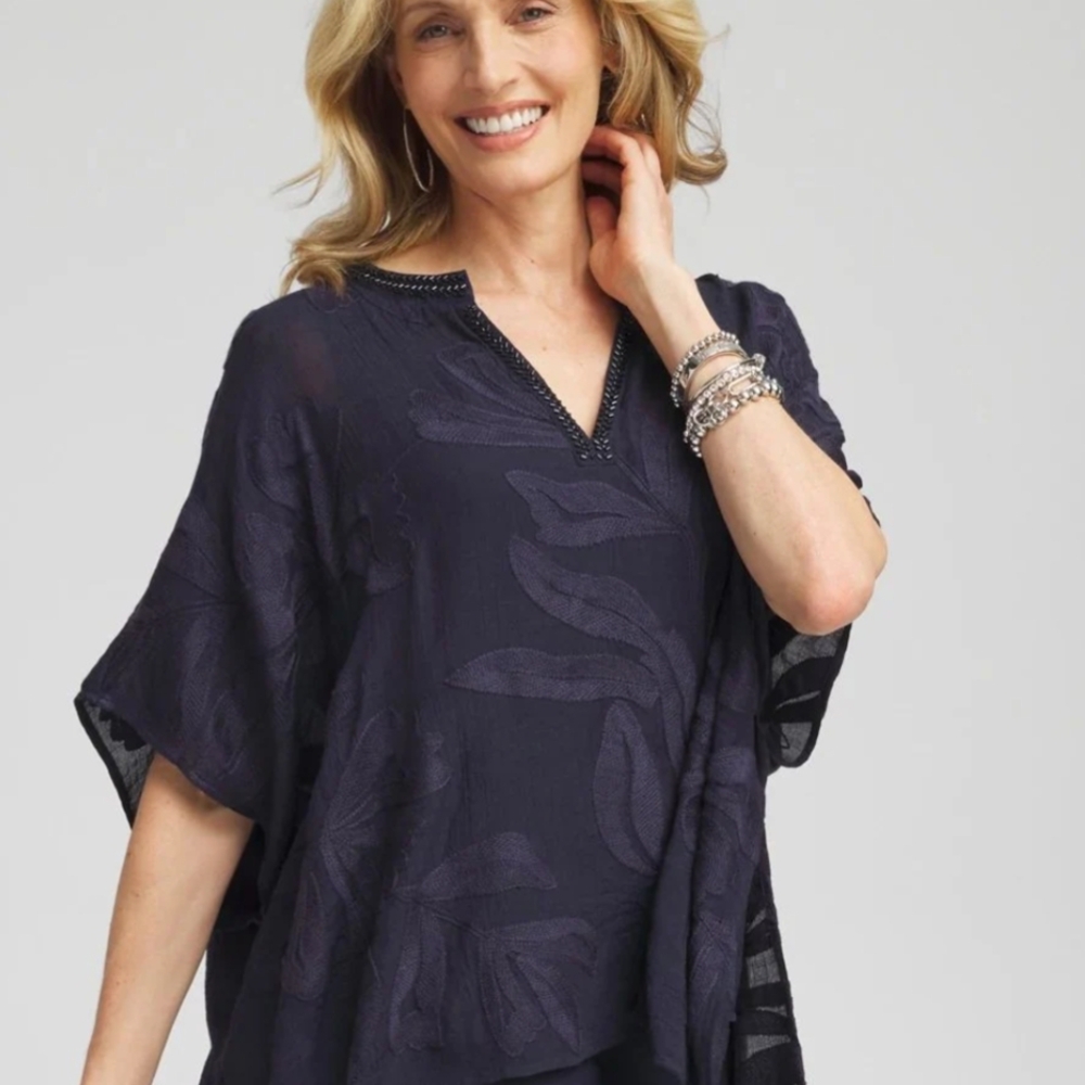 Chico's Deep Blue Textured Top